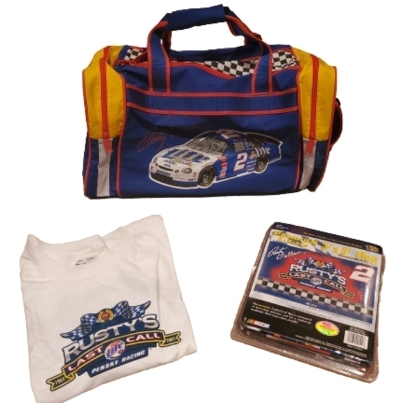 NASCAR Rusty Wallace #2 Last Call Fan Racing Duffle Gym Bag T-Shirt & Flag - Picture 1 of 5